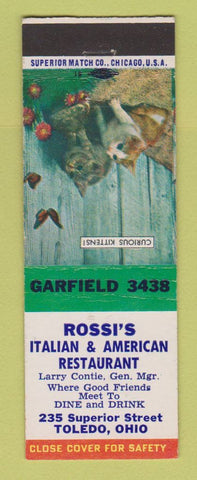 Matchbook Cover - Rossi's Italian Restaurant Toledo OH Larry Contie