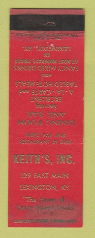 Matchbook Cover - Keith's Inc Restaurant Lexington KY WORN