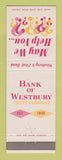 Matchbook Cover - Bank of Westbury NY