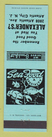 Matchbook Cover - Alexander's Restaurant Atlantic City NJ