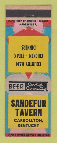 Matchbook Cover - Sandefur Tavern Carrollton KY restaurant