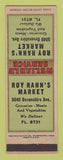 Matchbook Cover - Roy Rahn's Market Grocery