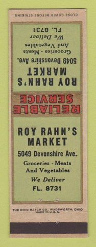 Matchbook Cover - Roy Rahn's Market Grocery