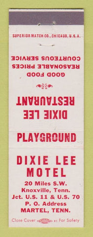 Matchbook Cover - Dixie Lee Motel Martel TN restaurant