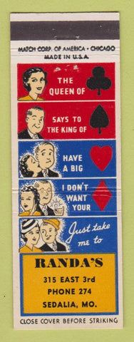 Matchbook Cover - Randa's Restaurant Sedalia MO