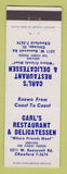 Matchbook Cover - Carl's Restaurant Deli Chicago IL