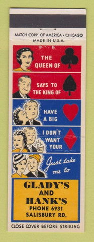 Matchbook Cover - Glady's and Hank's Restaurant
