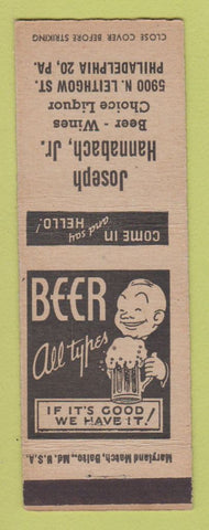 Matchbook Cover - Joseph Hannabach Jr Bar Philadelphia PA
