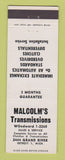 Matchbook Cover - Malcom's Transmissions Detroit MI