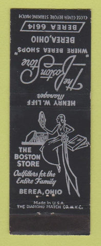 Matchbook Cover - Boston Store Women's Clothes Berea OH Henry Liff