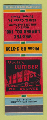 Matchbook Cover - Wes Tex Lumber Borger TX