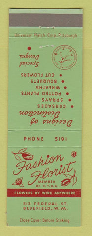 Matchbook Cover - Fashion Florist Flowers Bluefield WV