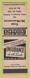 Matchbook Cover - Tom McManamon Insurance