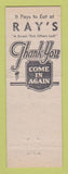 Matchbook Cover - Ray's Chat and Chew Restaurants Erie PA