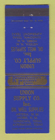 Matchbook Cover - Union Oil Well Supply Artesia Hobbs NM Aspermont TX