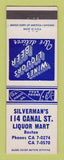 Matchbook Cover - Silverman's 114 Canal St Liquor Mart Boston MA