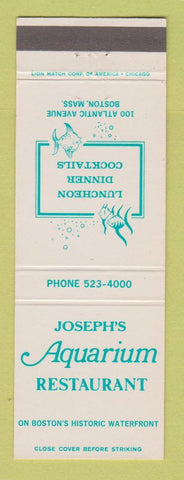Matchbook Cover - Joseph's Aquarium Restaurant Boston MA