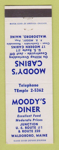 Matchbook Cover - Moody's Diner Cabins Waldoboro ME