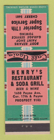 Matchbook Cover - Henry's Restaurant Soda Grill