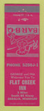 Matchbook Cover - Flat Creek Inn Sedalia MO BBQ