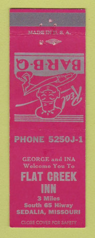 Matchbook Cover - Flat Creek Inn Sedalia MO BBQ