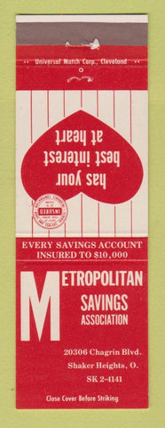 Matchbook Cover - Metropolitan Savings Association Shaker Heights OH