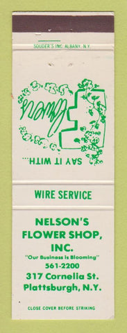 Matchbook Cover - Nelson's Flower Shop Plattsburgh NY