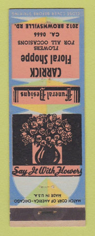 Matchbook Cover - Carrick Flower Shoppe Pittsburgh PA