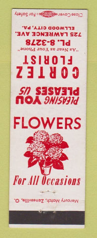 Matchbook Cover - Cortez Flowers Ellwood City PA