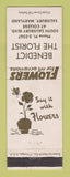 Matchbook Cover - Benedict the Florist Flowers Salisbury MD