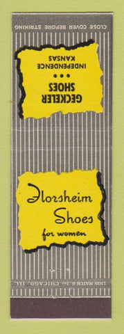 Matchbook Cover - Florsheim Shoes Geckeler Shoes Independence KS