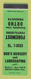 Matchbook Cover - Bob's Nursery Landscaping Mount Dora FL Ortho Fertilizer