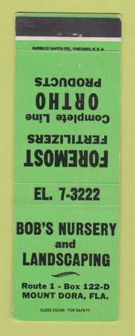 Matchbook Cover - Bob's Nursery Landscaping Mount Dora FL Ortho Fertilizer