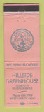 Matchbook Cover - Hillside Greenhouse Flowers West Liberty OH