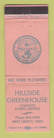 Matchbook Cover - Hillside Greenhouse Flowers West Liberty OH