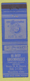 Matchbook Cover - Hi Way Greenhouses Flowers Massillon OH