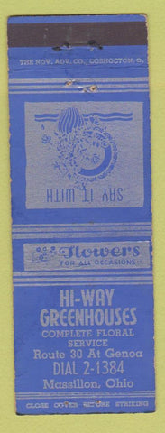 Matchbook Cover - Hi Way Greenhouses Flowers Massillon OH