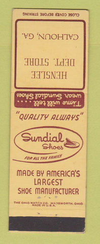 Matchbook Cover - Sundial Shoes Henslee Department Store Calhoun GA