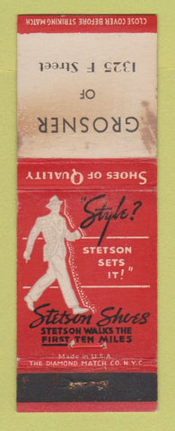 Matchbook Cover - Stetson Men's Shoes Grosner WORN