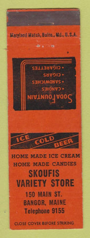 Matchbook Cover - Skoufis Variety Store Bangor ME