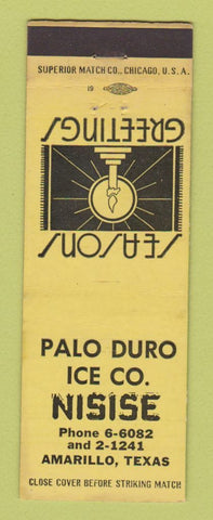 Matchbook Cover - Palo Duro Ice Nisise Amarillo TX Christmas