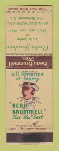 Matchbook Cover - Beau Brummell Ties Archie Jacobson Port Richmond SI NY WEAR
