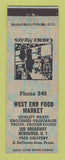 Matchbook Cover - West End Food Market Grocery Newburgh NY