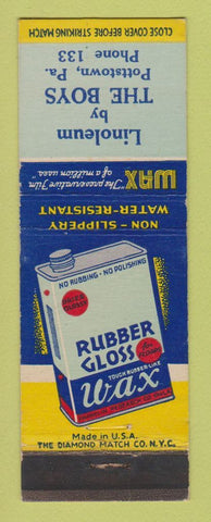 Matchbook Cover - Rubber Gloss Wax Linoleum Pottstown PA