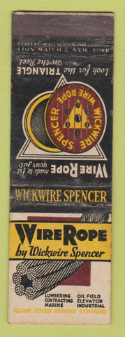 Matchbook Cover - Wickwire Spencer Wire Rope feature WEAR