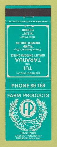 Matchbook Cover - Tui Tararua Farm Products Hastings New Zealand Cheese