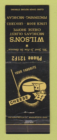 Matchbook Cover - Wilson's Cheese Choppe Piconning MI WEAR