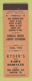 Matchbook Cover - Ryder's Dairy Products Lemoyne PA WEAR