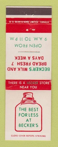 Matchbook Cover - Becker's Milk and Bread Canada Store