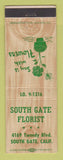 Matchbook Cover - South Gate Florist Flowers South Gate CA